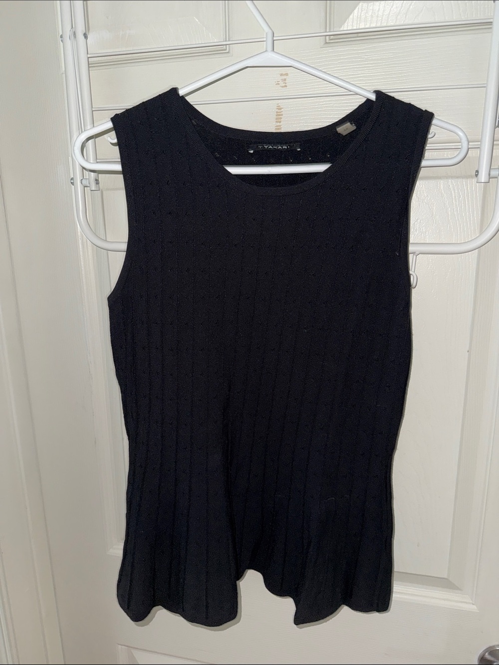 Tahari Black Ribbed Sleeveless Knit Tank